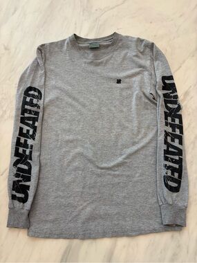 Undefeated Gray Long-Sleeve Tee with Black Sleeve Logos